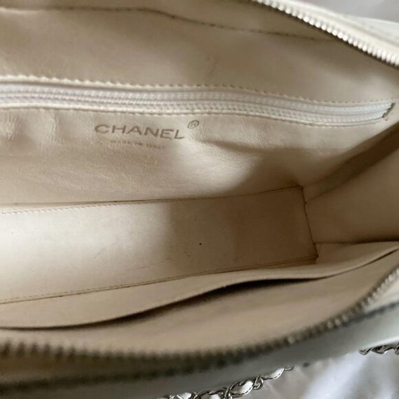 Authentic CHANEL CC Wild Stitch Chocolate Bar Chain Tote Shoulder Bag White Gold - Picture 13 of 15